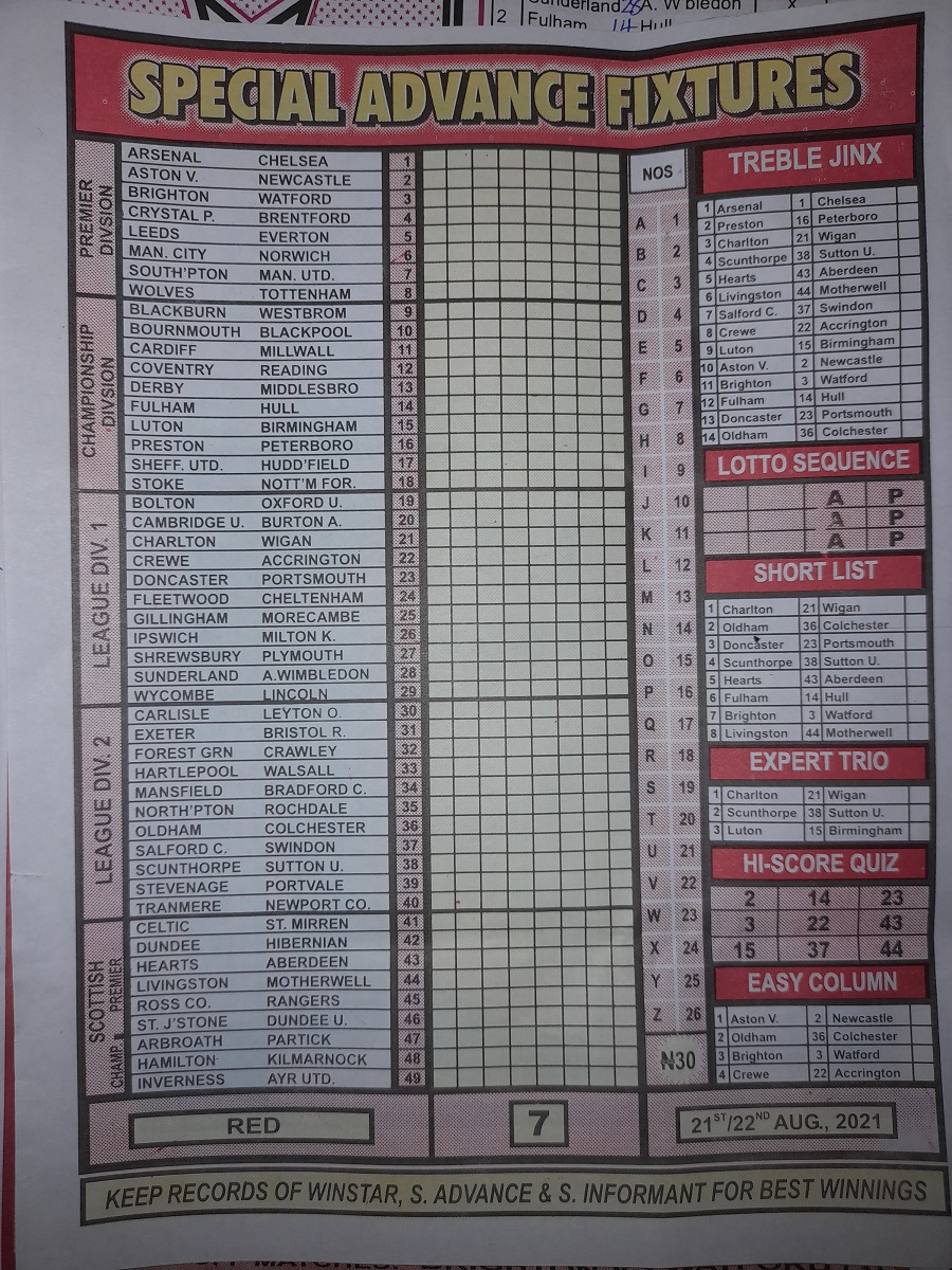 Week 7 Pool RSK Papers 2021 Bob Morton, Capital Intl, Soccer X