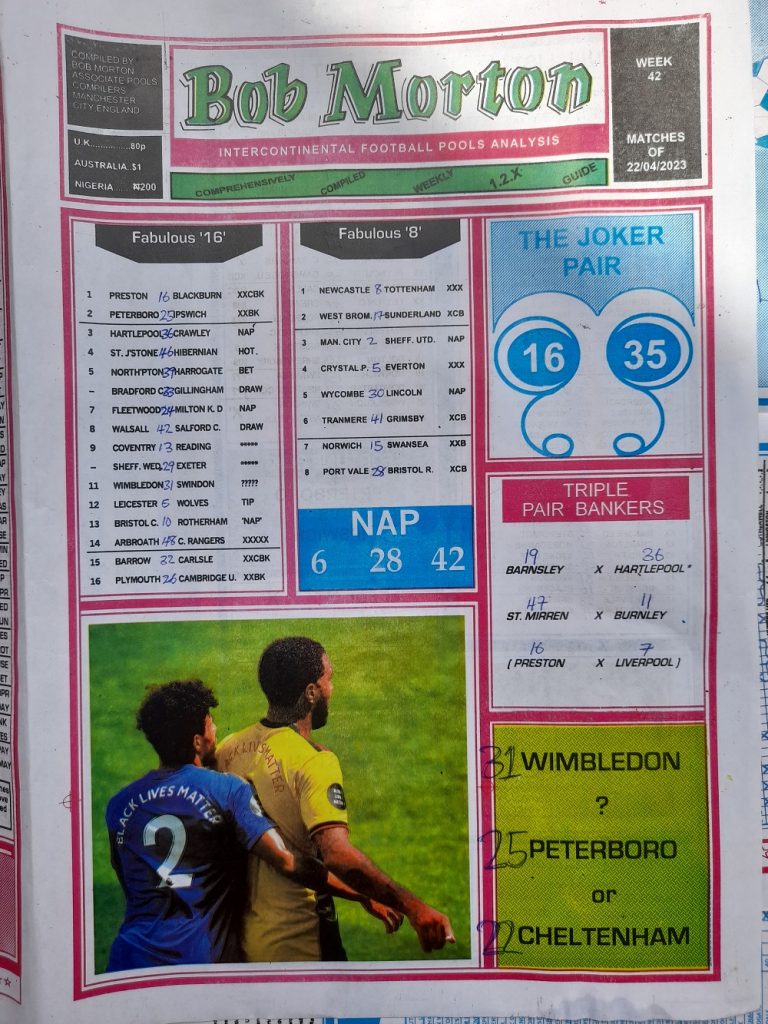 Week 42 Pool RSK Papers 2023 Bob Morton Capital Intl Soccer X Week 42 pool rsk papers 2023 bob morton capital intl soccer x