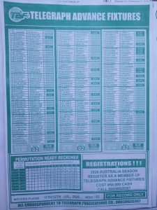 week 2 telegraph advance fixtures 2026 back page