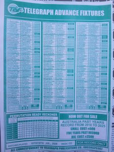 week 3 telegraph advance fixtures 2026 back page