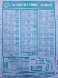 week 10 telegraph advance fixtures 2026 back page