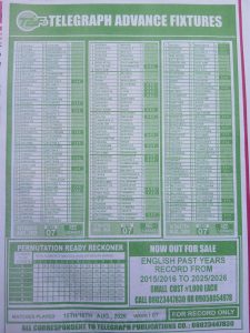 week 7 telegraph advance fixtures 2026 back page