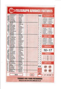 week 11 telegraph advance fixtures 2026 front page